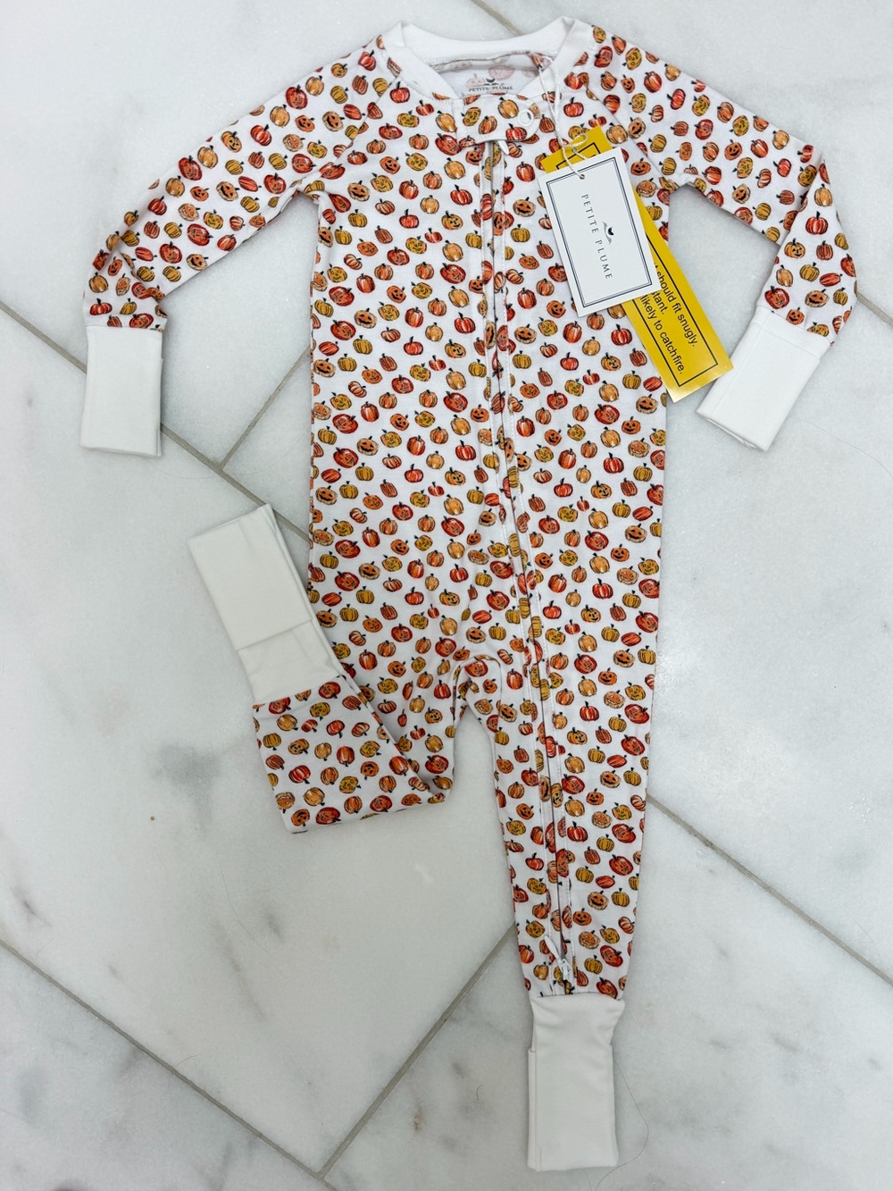 Petite Plum Pumpkin Print Footed One-Piece Pajama